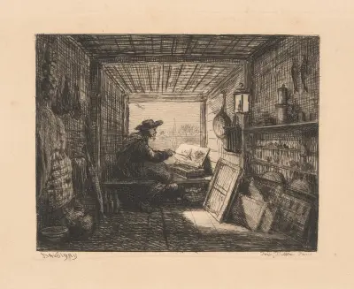 Le bateau atelier (The boat studio) av Charles François Daubigny