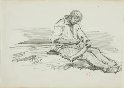 Man som slipar lie av Charles François Daubigny