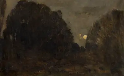 Månuppgång vid Barbizon av Charles François Daubigny