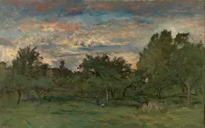 Trädgård om natten av Charles François Daubigny