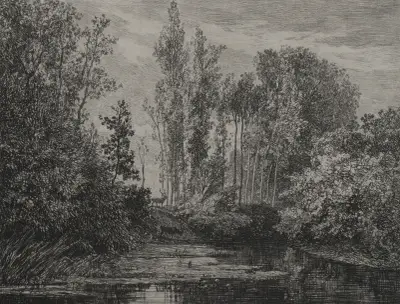 Hjortar vid vattnet av Charles François Daubigny
