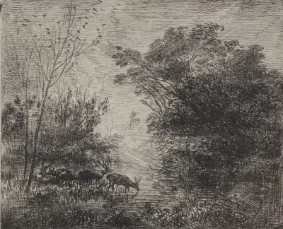 Hirsche von Charles François Daubigny