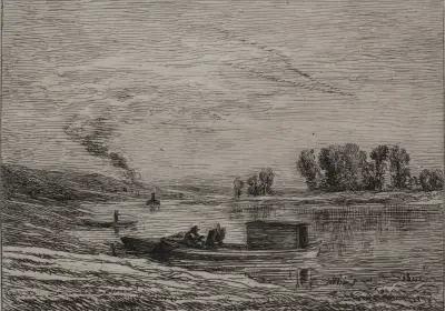 Das Boot in Conflans von Charles François Daubigny