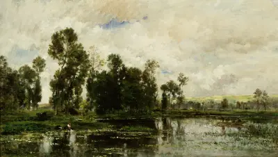 Vid dammens kant av Charles François Daubigny