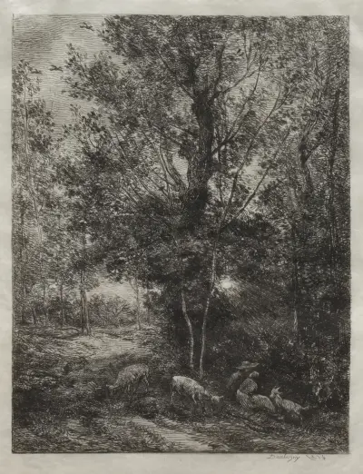 Der Hirte und die Hirtin von Charles François Daubigny