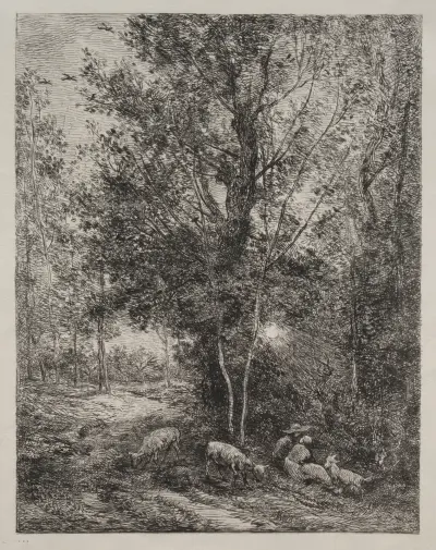 Herden och herdinnan av Charles François Daubigny