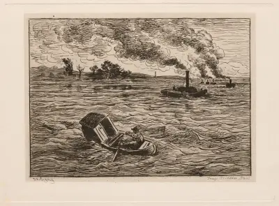 The Steamboats or Watch Out for the Steamers av Charles François Daubigny