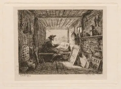 The Studio on the Boat av Charles François Daubigny