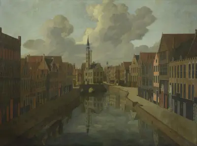 The Spiegelrei in Bruges av Pierre Francois Ledoulx