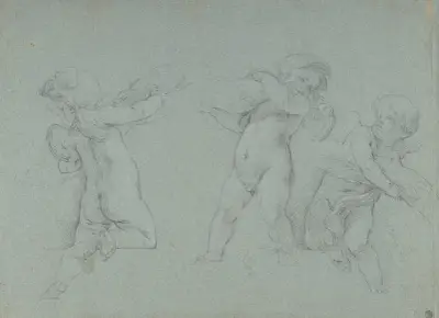 Putti Supporting a Garland av François Lemoyne