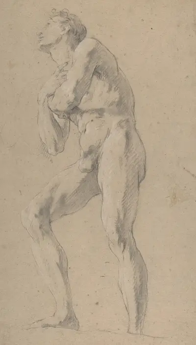 Standing Male Nude Seen from Below av François Lemoyne