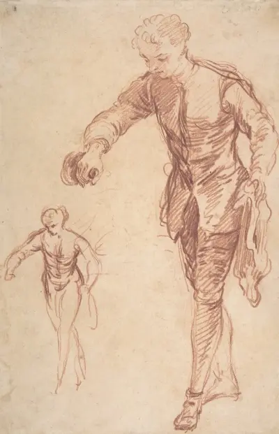 Study of a Valet Pouring Wine av François Lemoyne