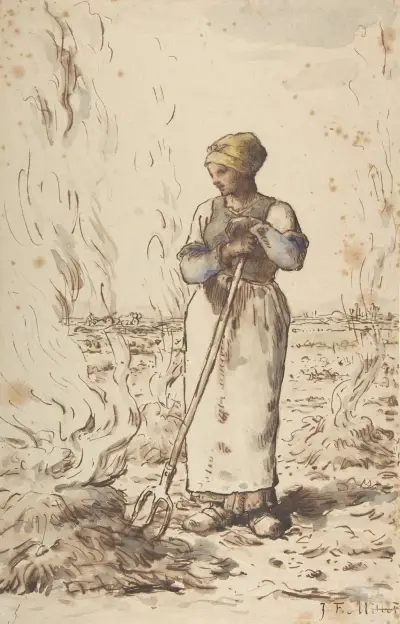 A Woman Burning Weeds av Jean-François Millet