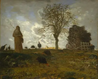 Autumn Landscape with a Flock of Turkeys av Jean-François Millet