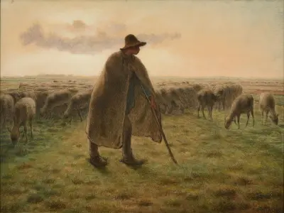 Berger gardant son troupeau av Jean-François Millet