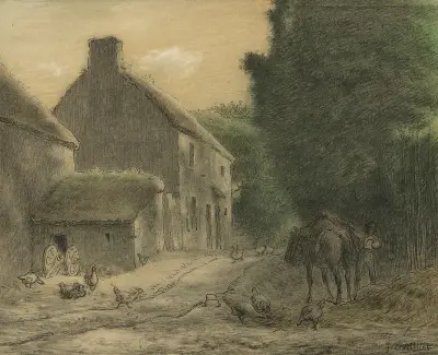 Farm House at Gruchy av Jean-François Millet