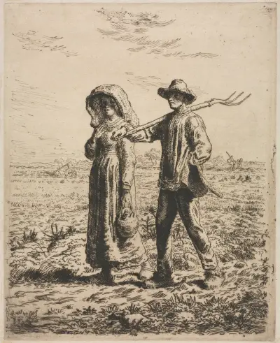 Going to work, 1863 av Jean-François Millet