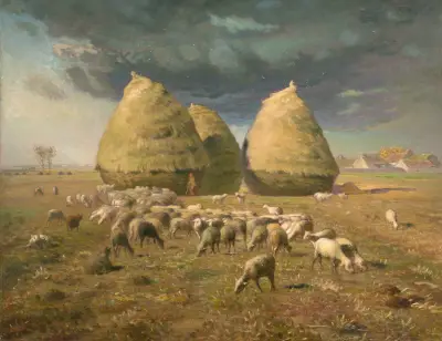 Haystacks; Autumn av Jean-François Millet