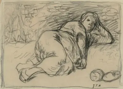 Spící pastýřka (Spící pastýřka ve stínu dubového keře), Jean-François Millet