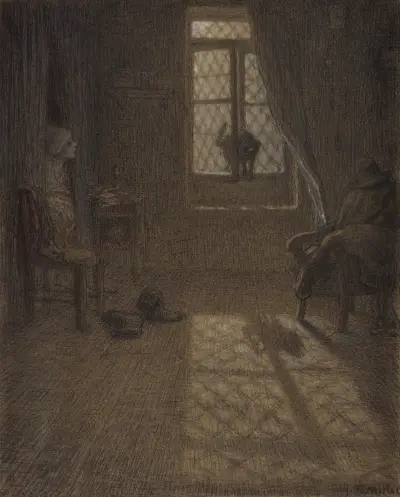 ‘Le chat’ or The Cat at the Window av Jean-François Millet