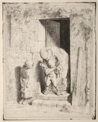 Maternal Precaution av Jean-François Millet