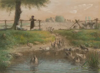 Peasant Children at Goose Pond av Jean-François Millet