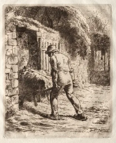 Peasant with a Wheelbarrow av Jean-François Millet