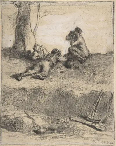Dělníci na cestě při obědě, Jean-François Millet