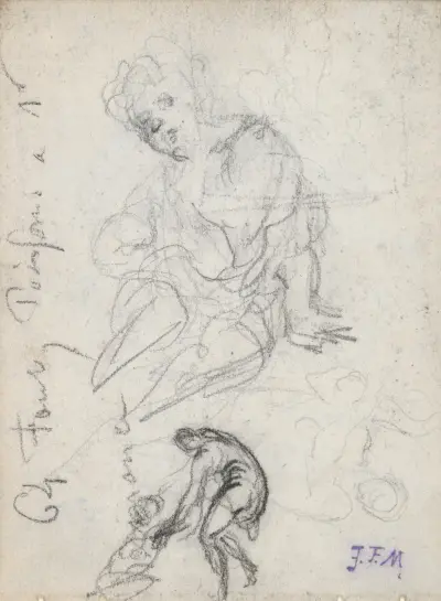 Seated Child and Other Studies av Jean-François Millet