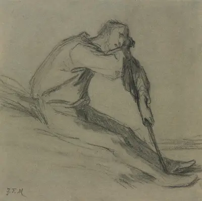 Seated Peasant Resting on a Hoe av Jean-François Millet