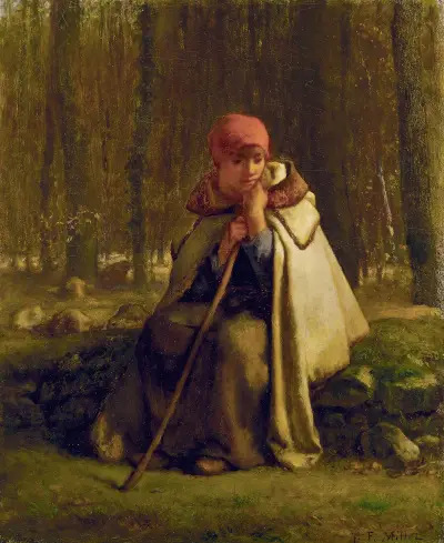 Seated Shepherdess av Jean-François Millet