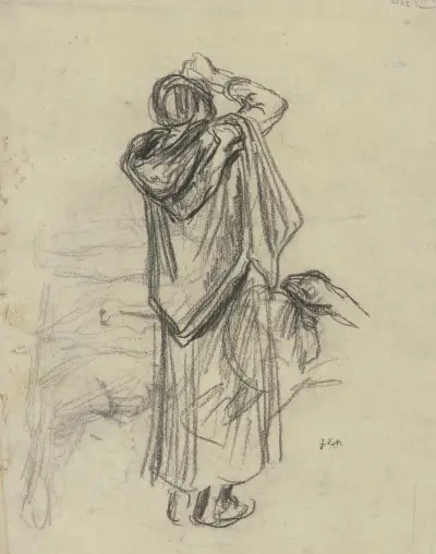 Stojící žena hledící vzhůru, viděná zezadu, Jean-François Millet