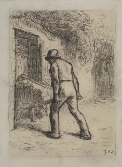 Study for Man with a Wheelbarrow av Jean-François Millet