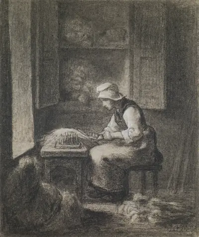 The Carder av Jean-François Millet