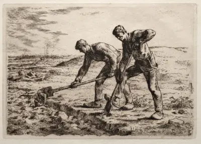 The Diggers, 1855 av Jean-François Millet