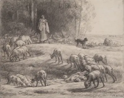 The Shepherdess av Jean-François Millet