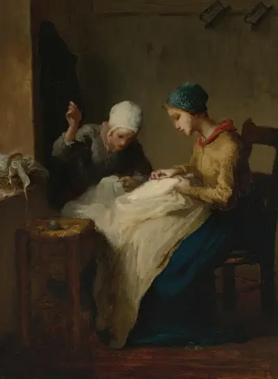 The young seamstresses av Jean-François Millet