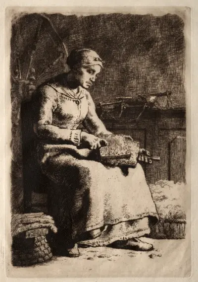 Woman Carding Wool av Jean-François Millet