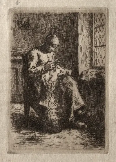 Woman Sewing av Jean-François Millet