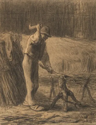 Woodcutter Trimming Faggots av Jean-François Millet