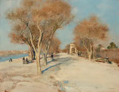 Břeh Seiny; sluncem zalitá cesta, Jean François Raffaëlli