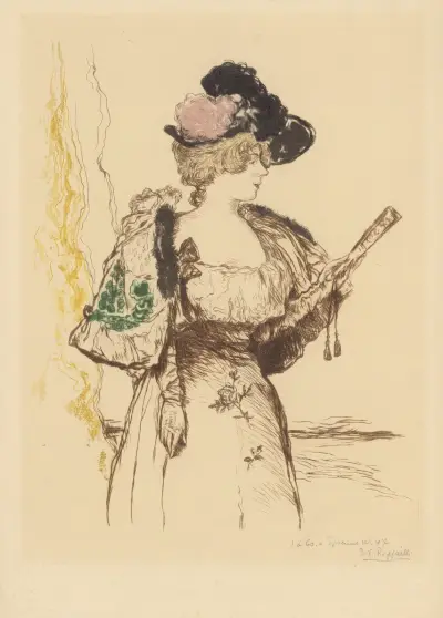 Skådespelerskan på scenen av Jean François Raffaëlli