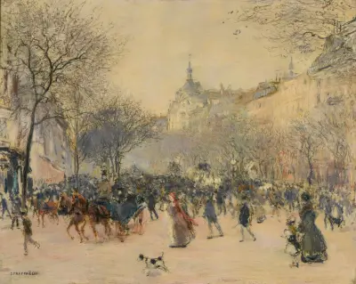 Le Carrefour Drouot à Paris av Jean François Raffaëlli