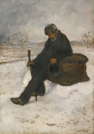 Järnvägsarbetaren i snön av Jean François Raffaëlli