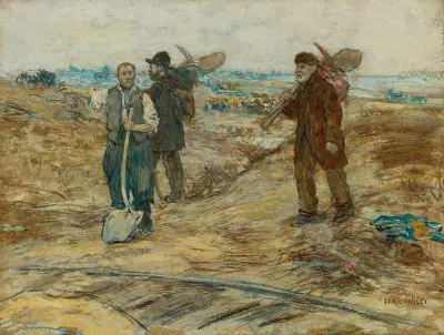 De tre tågarbetarna av Jean François Raffaëlli