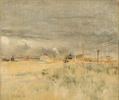Lokomotiv under växling av Jean François Raffaëlli