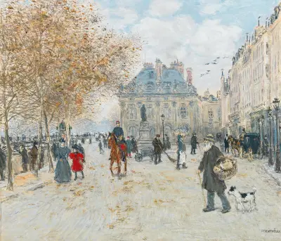 The Quai Malaquais, Paris av Jean François Raffaëlli