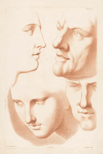 Heads of man and woman av Louis-François Roubiliac