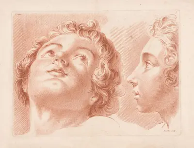Two heads of boys av Louis-François Roubiliac