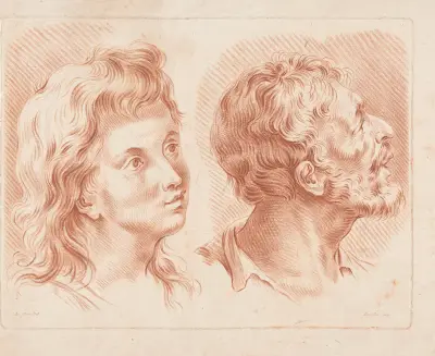 Głowy dwóch mężczyzn, Louis-François Roubiliac